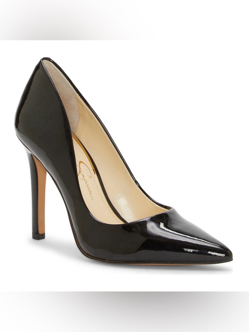 Jessica Simpson Women's Cassani Pointed Toe High Heel Pumps Black Patent Sz 8.5